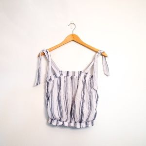 Universal Thread Striped Tie Shoulder Cropped Top